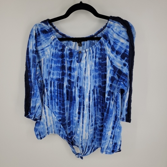French Laundry Womens Multi Blue Tie Dye Top Size 2X - Picture 4 of 11